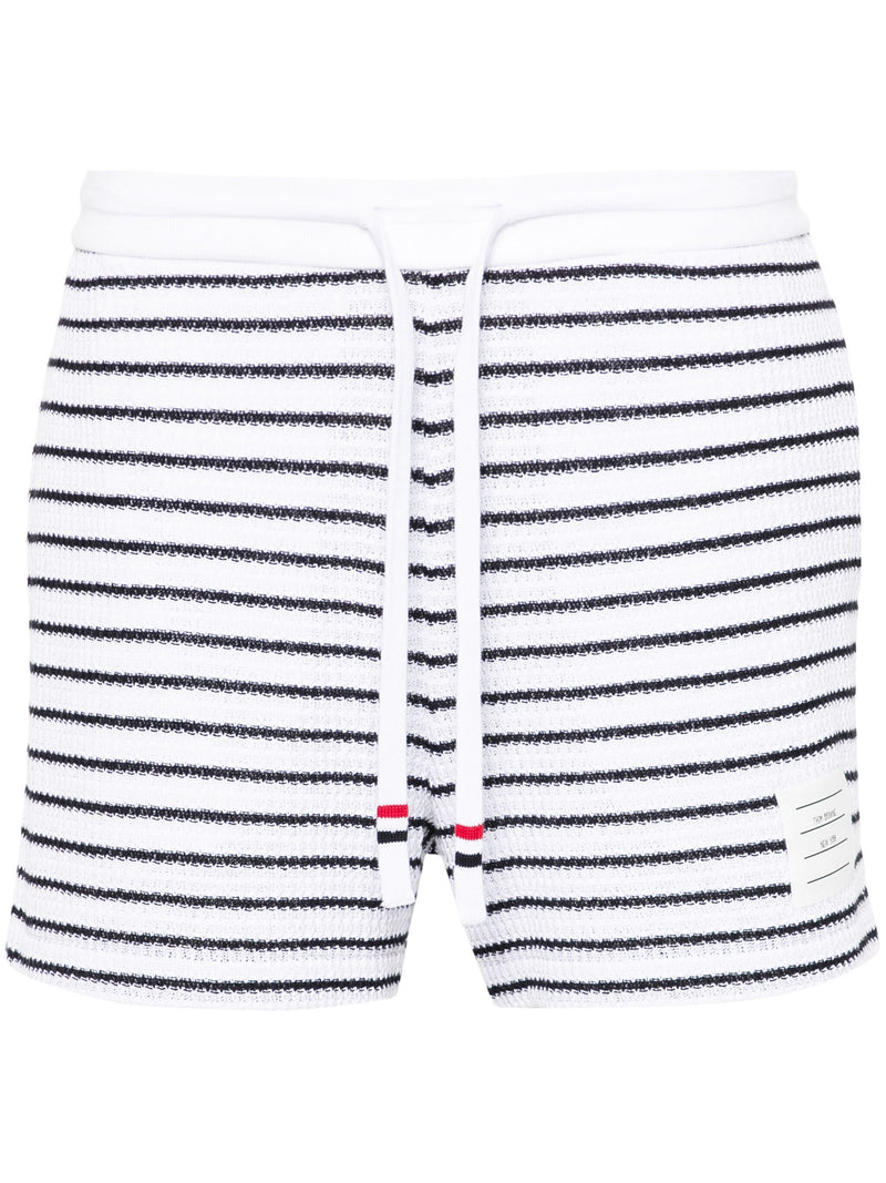 THOM BROWNE - Women Summer Striped Textured Shorts