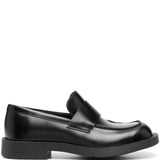 Black loafers, front view