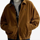 Brown jacket worn by a person, showing the jacket fit