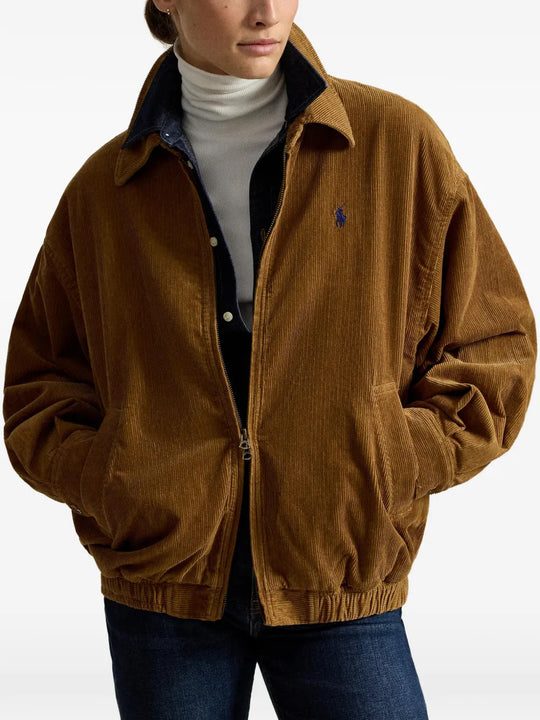 Brown jacket worn by a person, showing the jacket fit