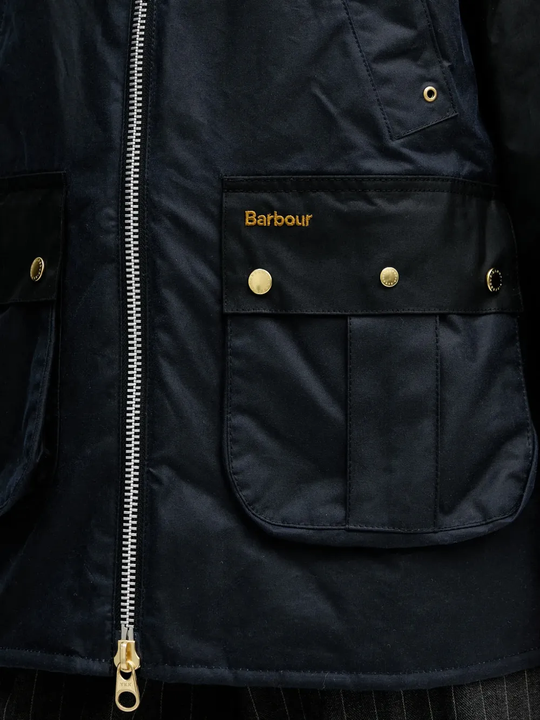 Close up of Black jacket, showing texture of the 100% cotton fabric