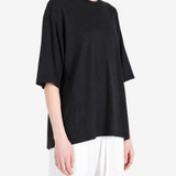 Black t-shirt, full body view