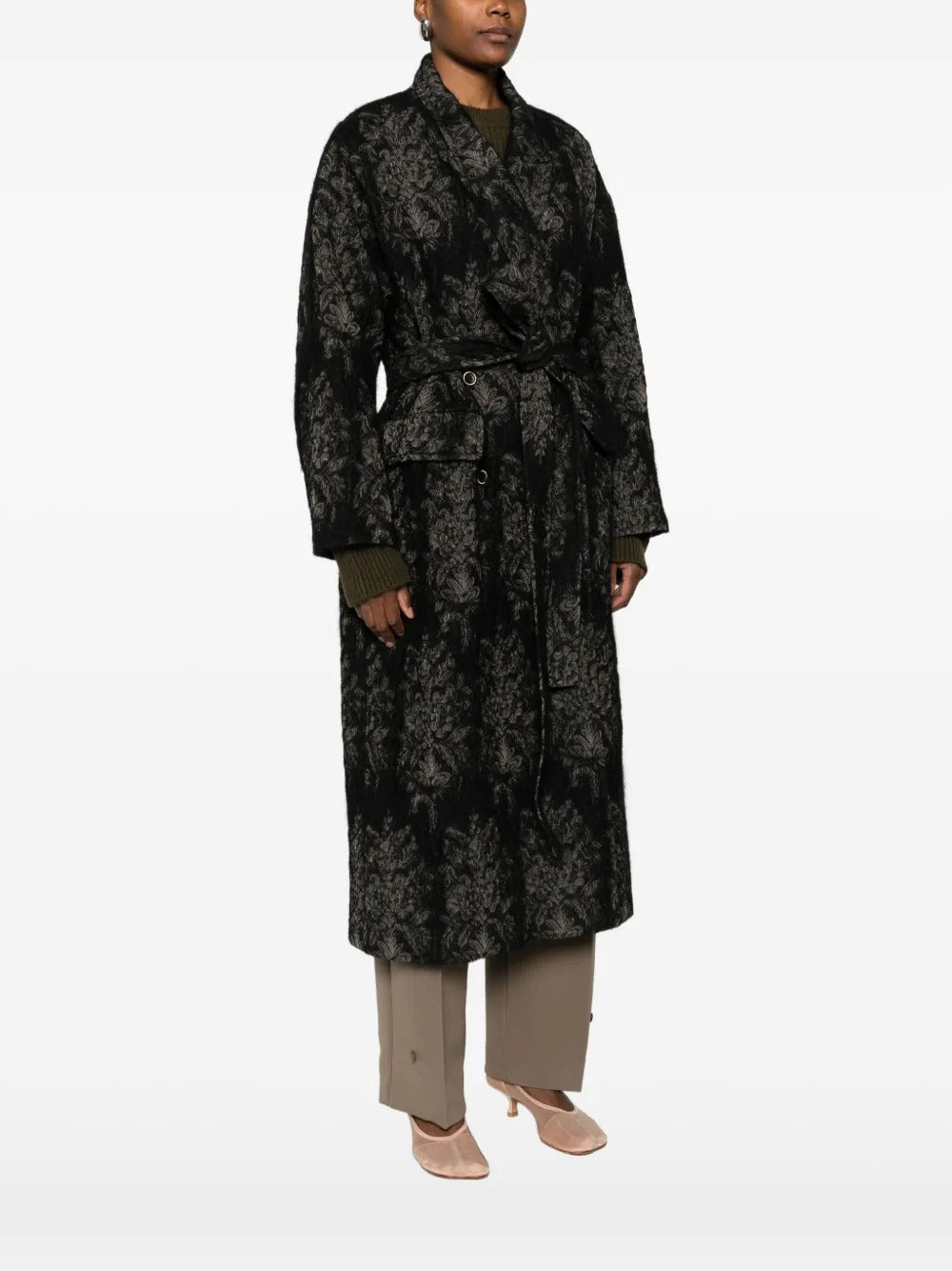 Black coats, full body view