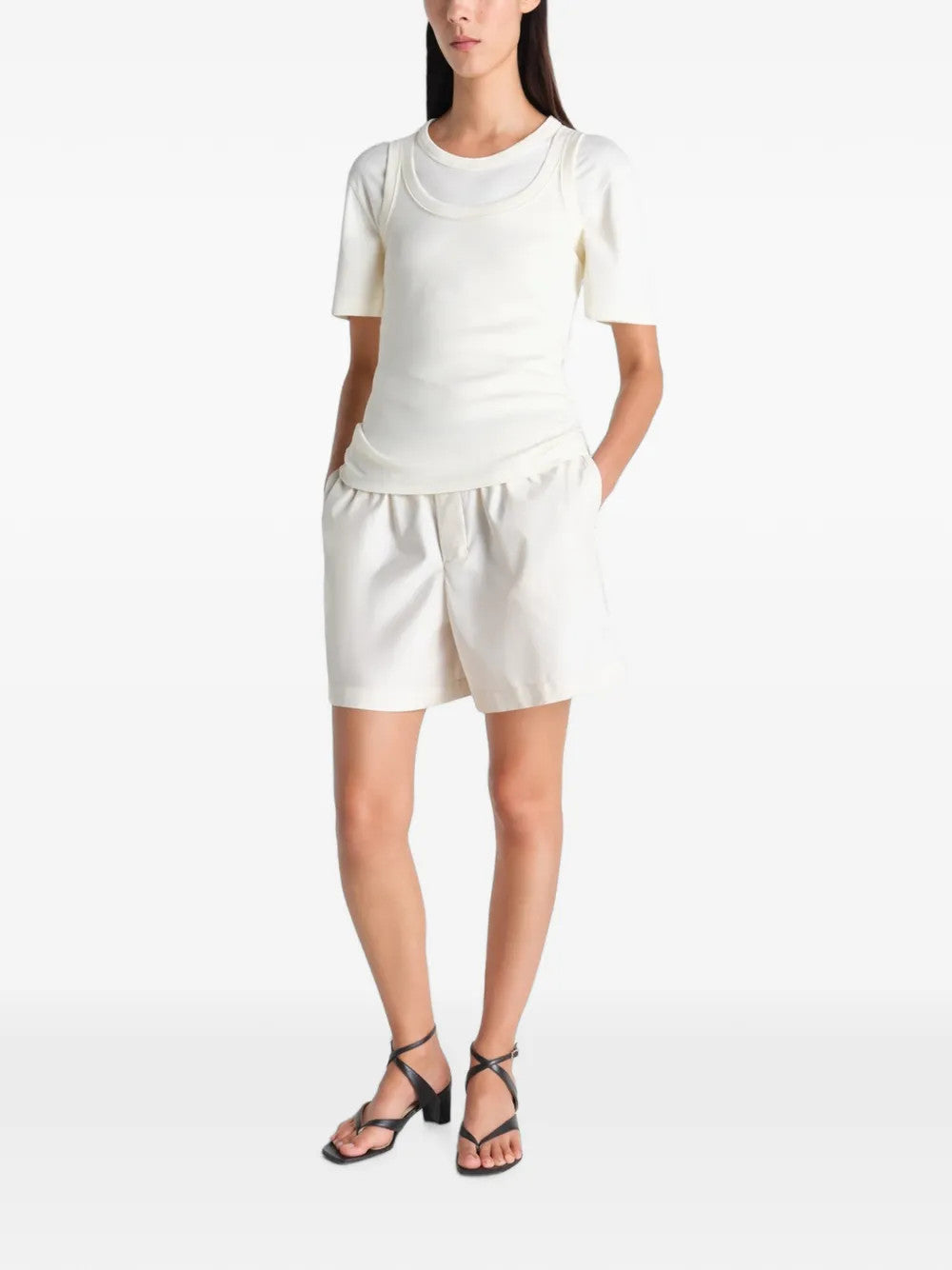 Tan top, full body view