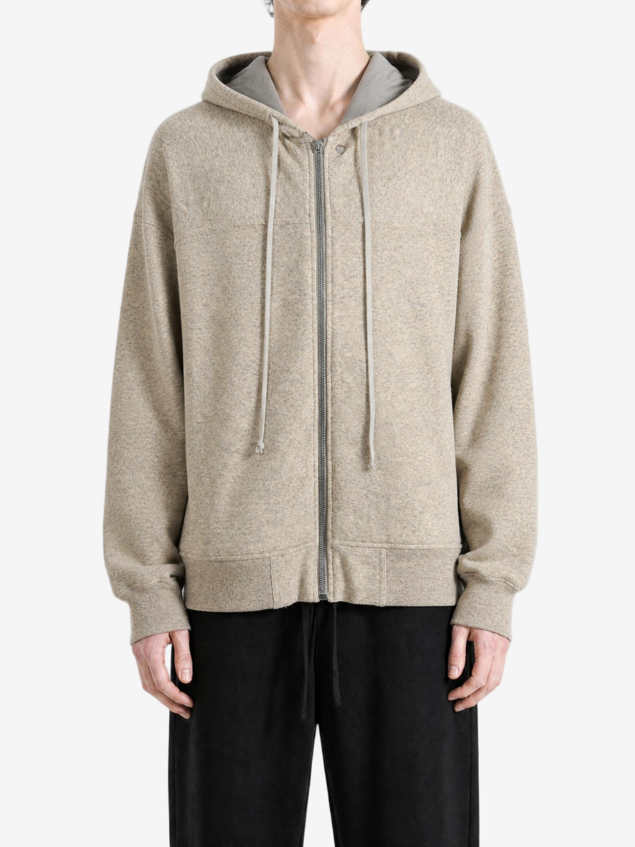 Tan jacket, full body view