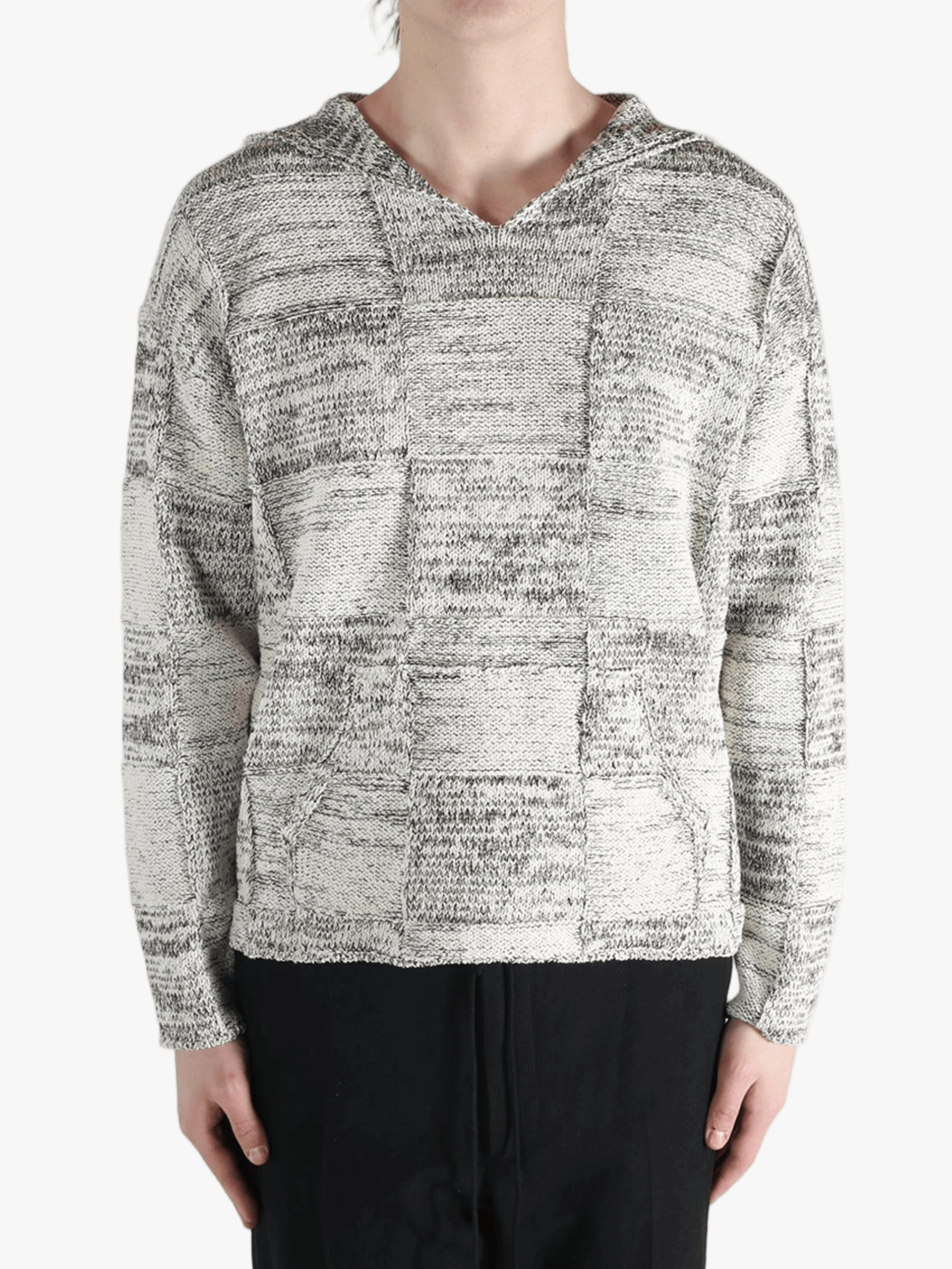 AURALEE - Men Structured Cotton Linen Panel Knit P/O Parka