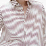 Burgundy shirt worn by a person, showing the shirt fit