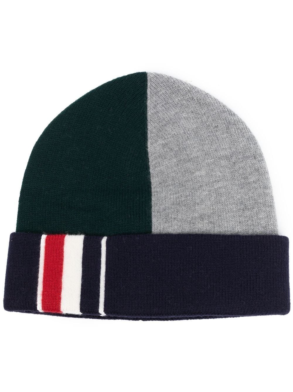 THOM BROWNE Men Fun Mix Jersey Stitch Hat In Merino Wool W/ RWB