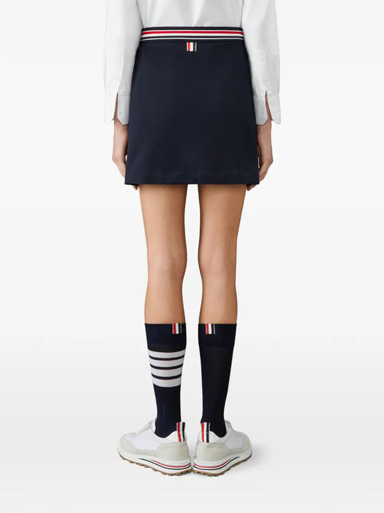 Navy skirt, full body view