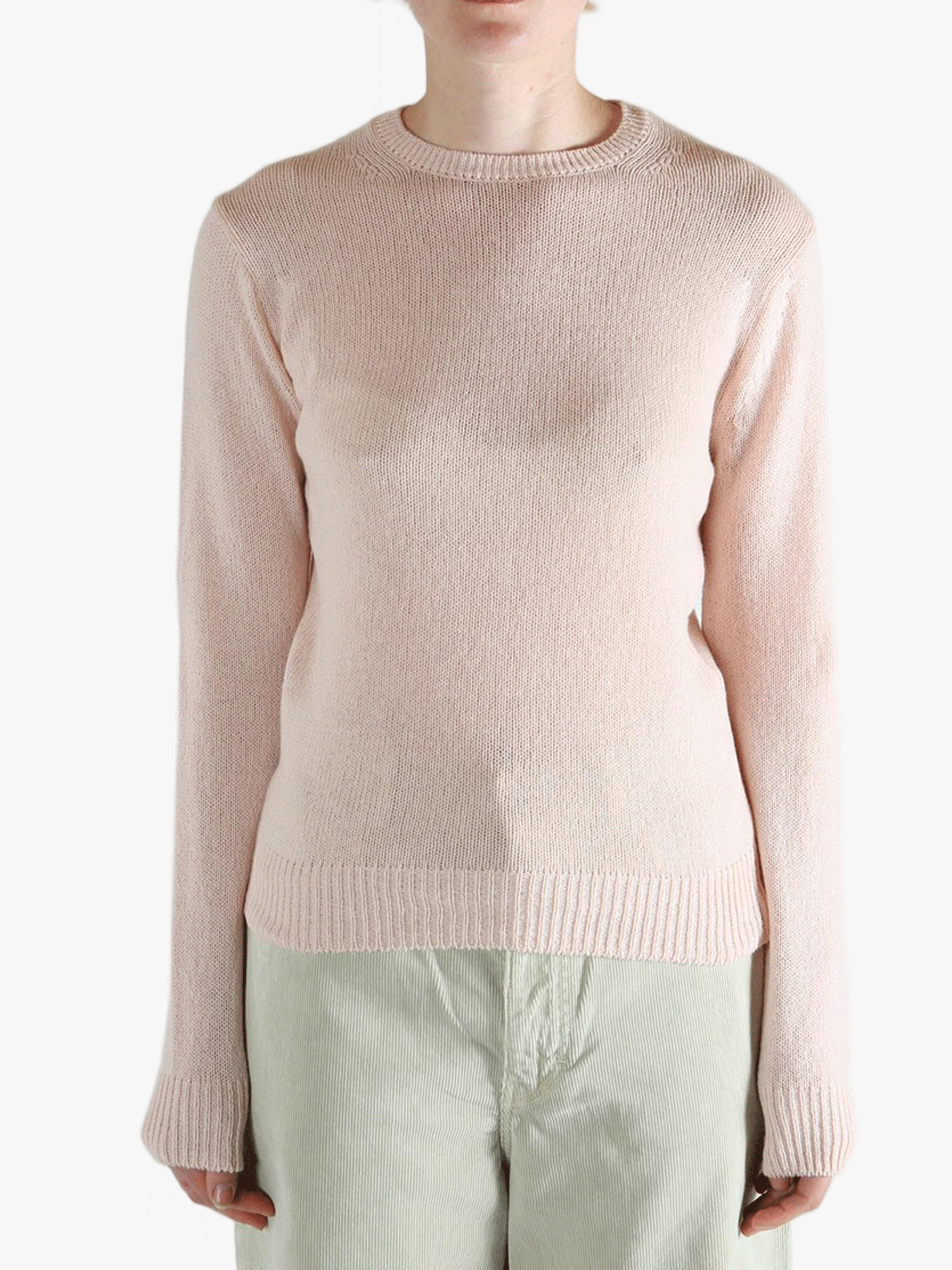 Pink sweater, front view