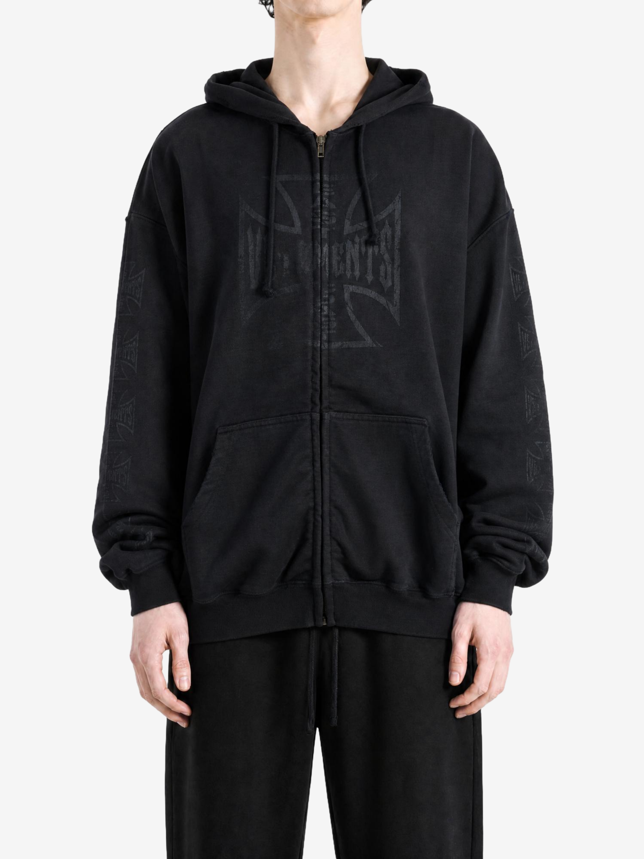 Black hoodie, full body view