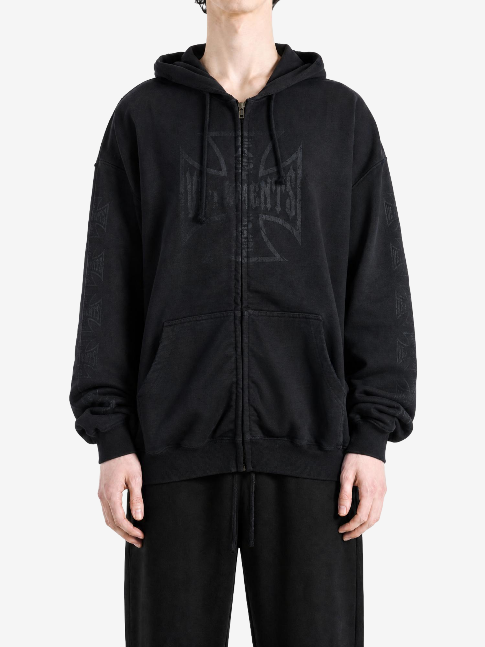 Black hoodie, full body view