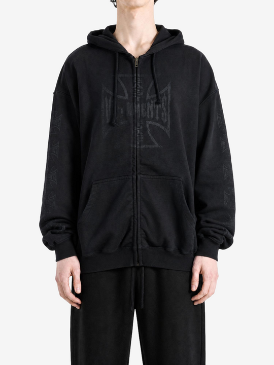 Black hoodie, full body view