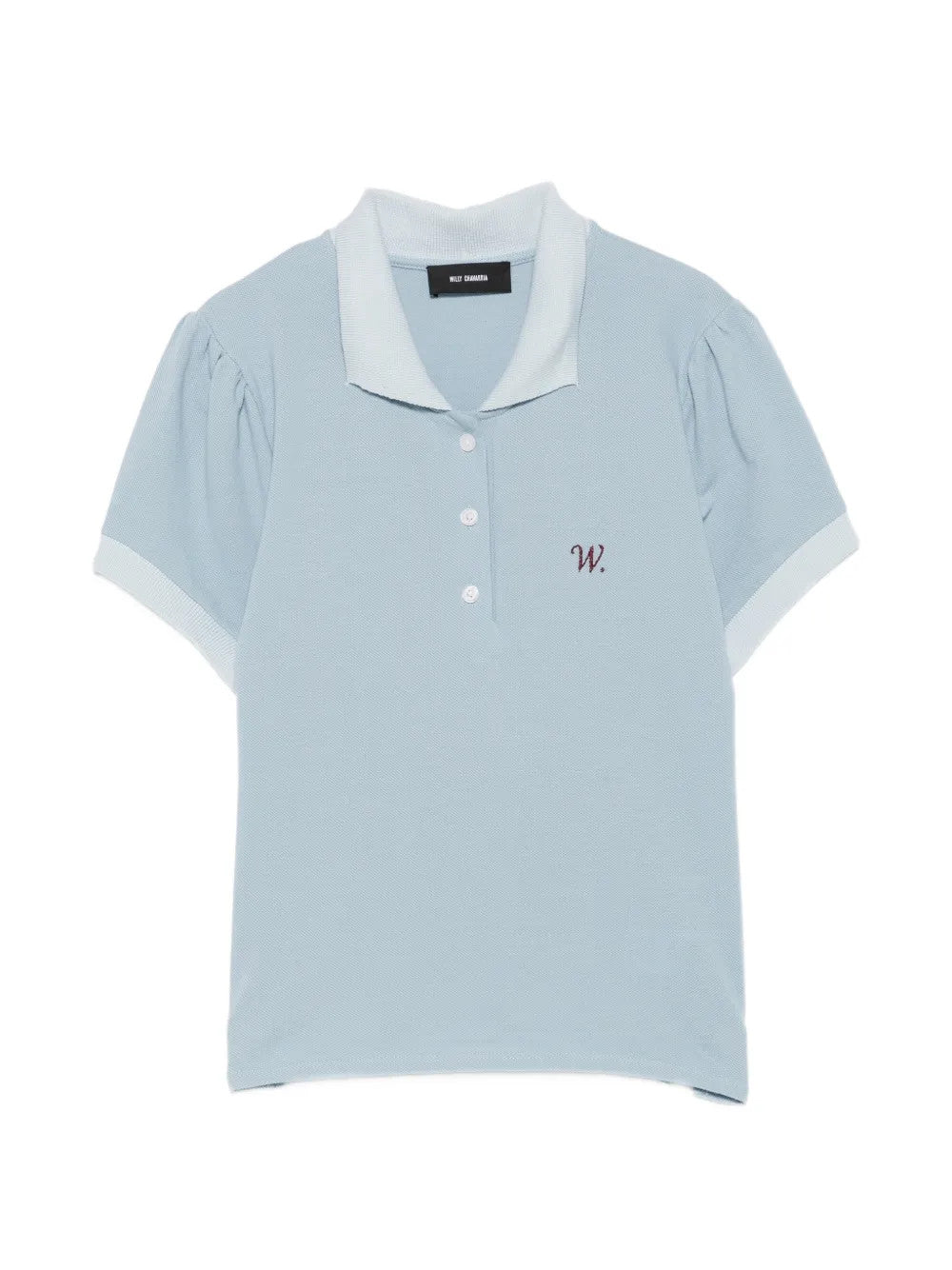 Blue top, front view
