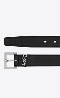 SAINT LAURENT - Men Cassandre Smooth Leather Belt