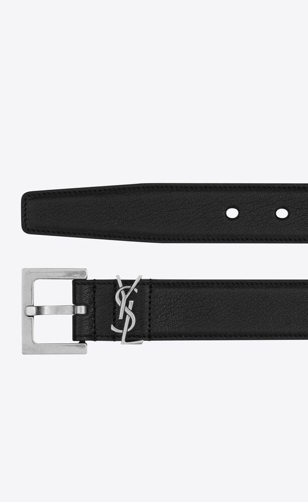 Saint Laurent Men's Monogramme Leather Belt