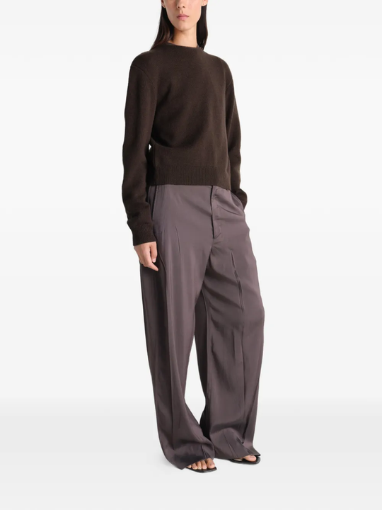 Brown knitwear, full body view