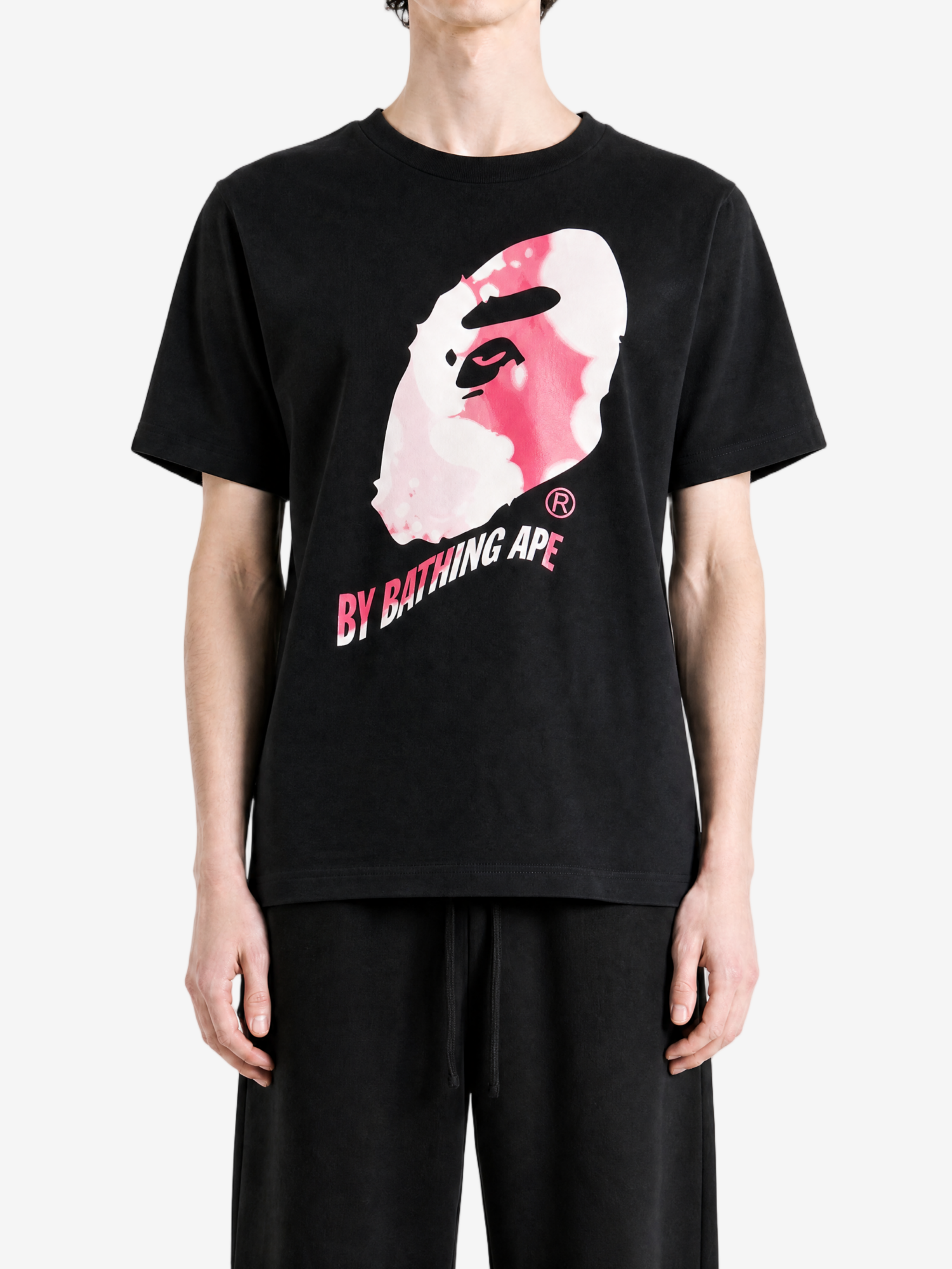 Black t-shirt, full body view