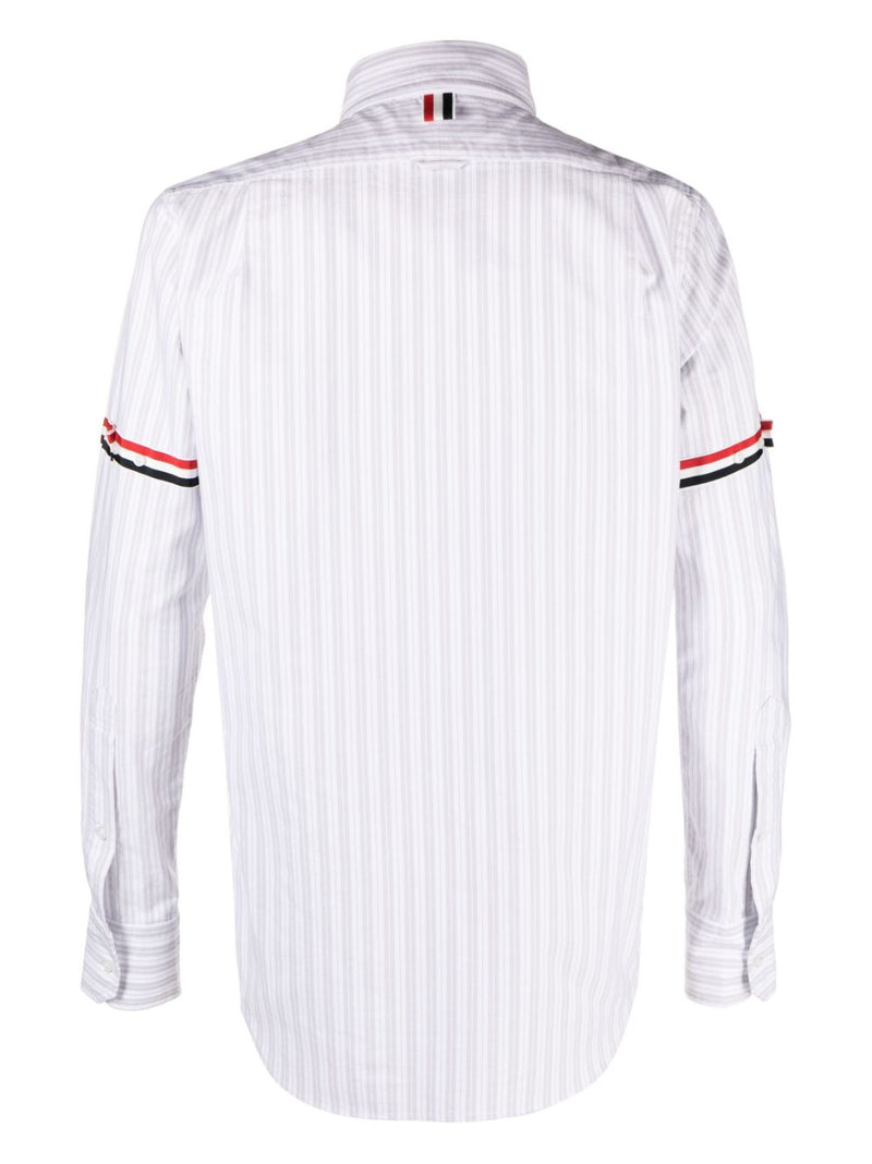 THOM BROWNE Men Straight Fit PC L/S Shirt W/ GG Armband In Mid Stripe Oxford