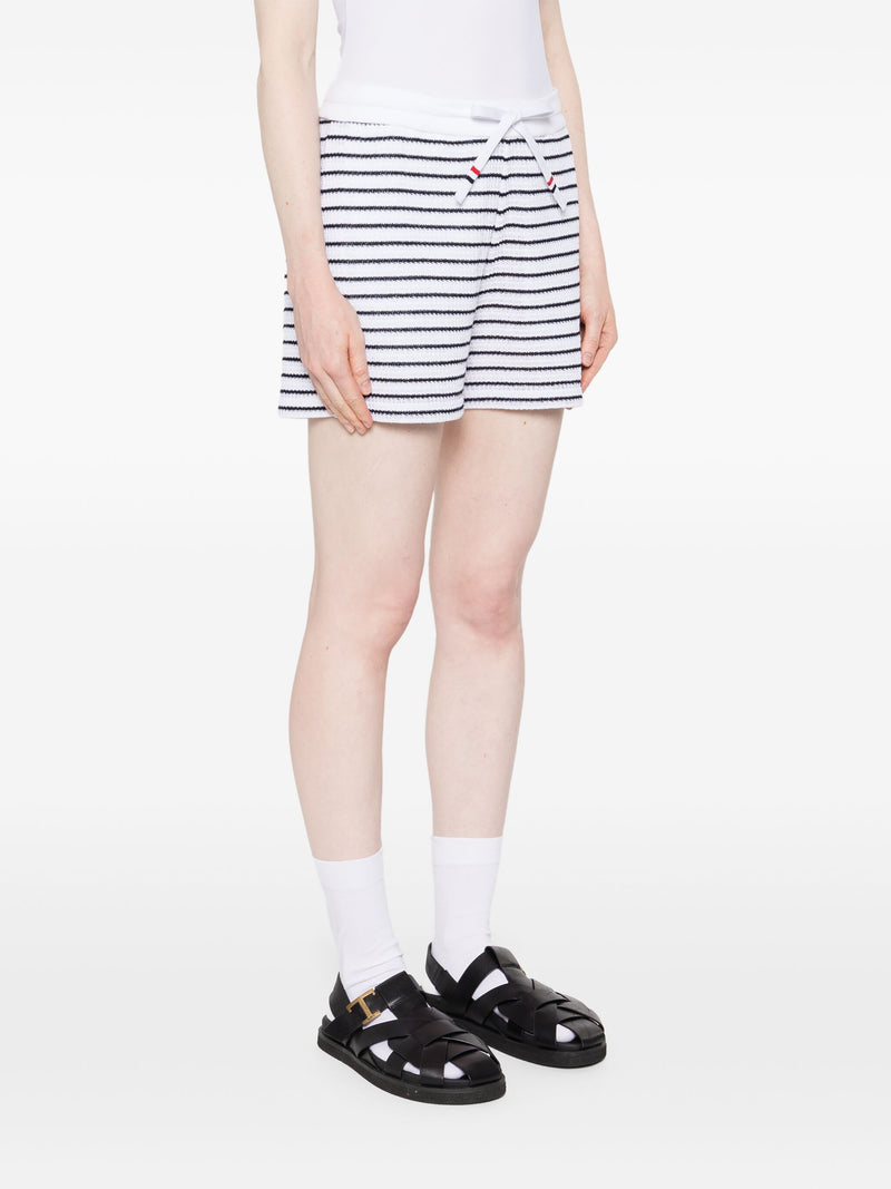 THOM BROWNE - Women Summer Striped Textured Shorts