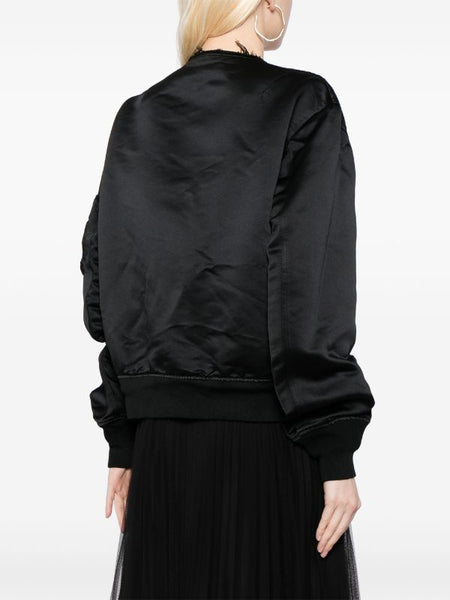 Black Comme Des Garçons raw-cut zip-up bomber jacket