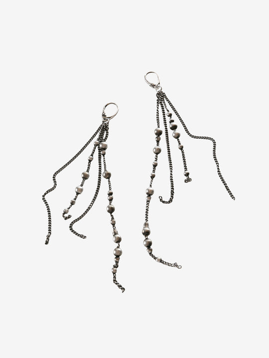 silver earrings, front view