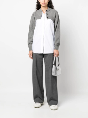 T BY ALEXANDER WANG Women Bilayer Knit Shrug With Oxford Shirting