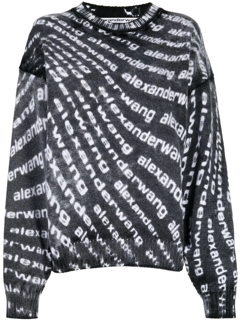 ALEXANDER WANG Women Reverse Printed Logo Wave Crewneck Pullover