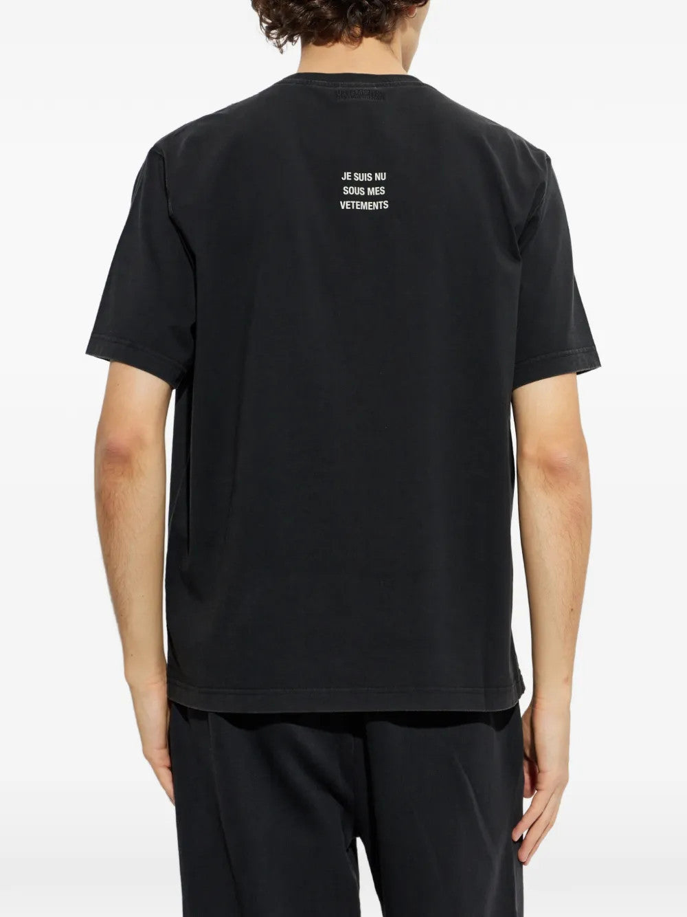 Black t-shirt, full body view
