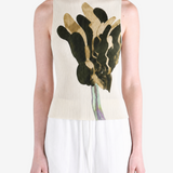 Tan top worn by a person, showing the top fit