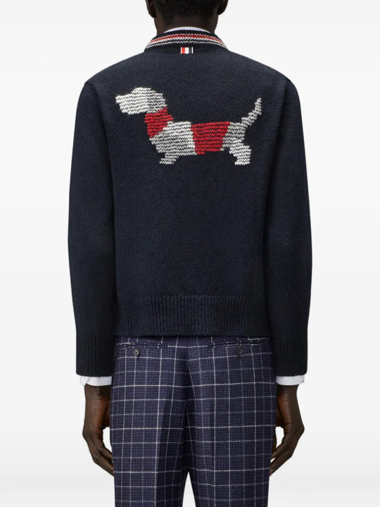 Navy knitwear, front view