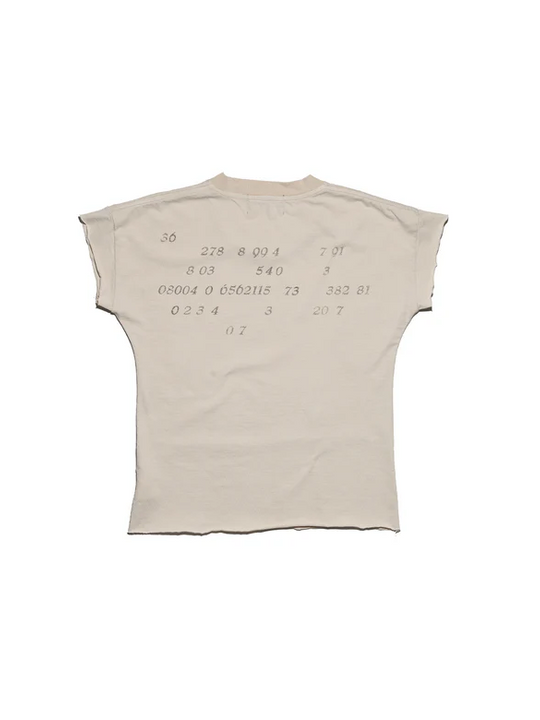 Tan t-shirt, back view