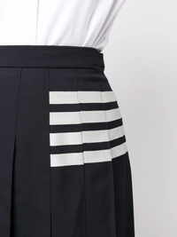 THOM BROWNE Women Below Knee Dropped Back Pleated Skirt in Engineered 4 Bar Plain Weave Suiting