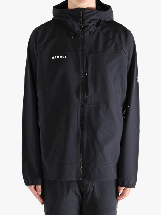 Black jacket worn by a person, showing the jacket's fit