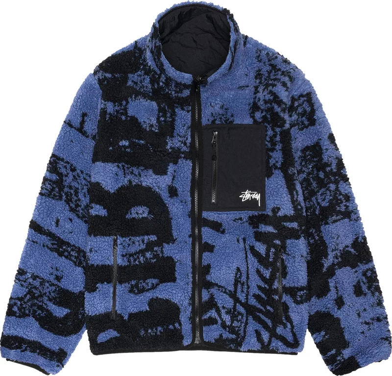 STUSSY - Men Sherpa Reversible Stamp Jacket