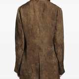 Brown jacket-coat worn by a person, showing the jacket-coat's fit