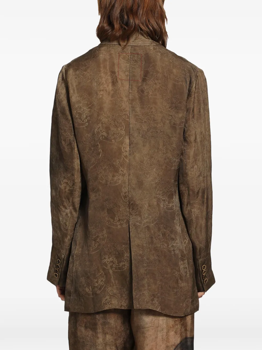 Brown jacket-coat worn by a person, showing the jacket-coat's fit