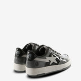 Grey sneakers, back view