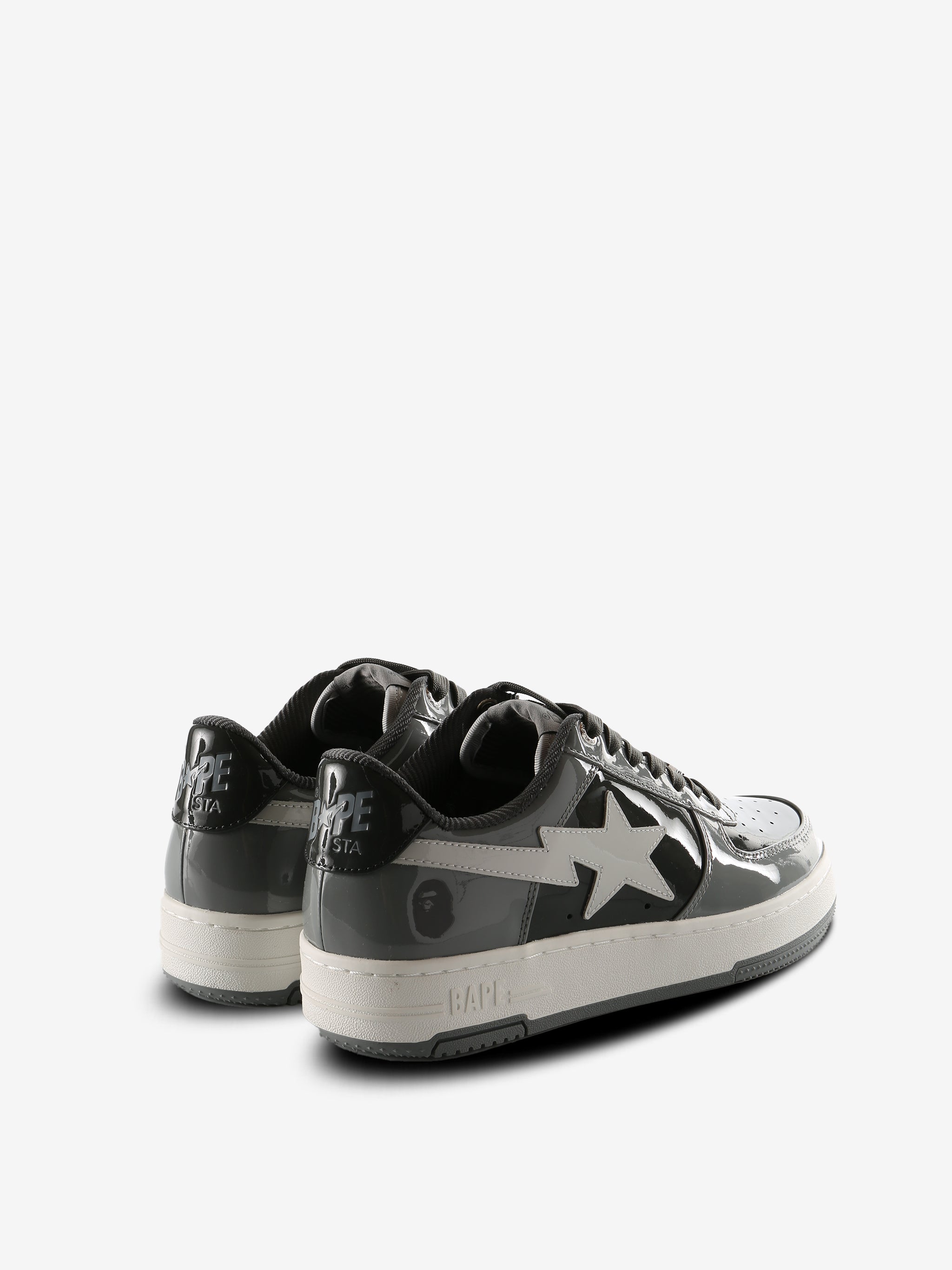 Grey sneakers, back view