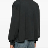 Black t-shirt, full body view