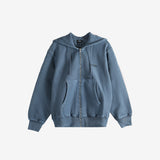 Navy hoodie, front view