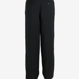 Black pants worn by a person, showing the pants fit