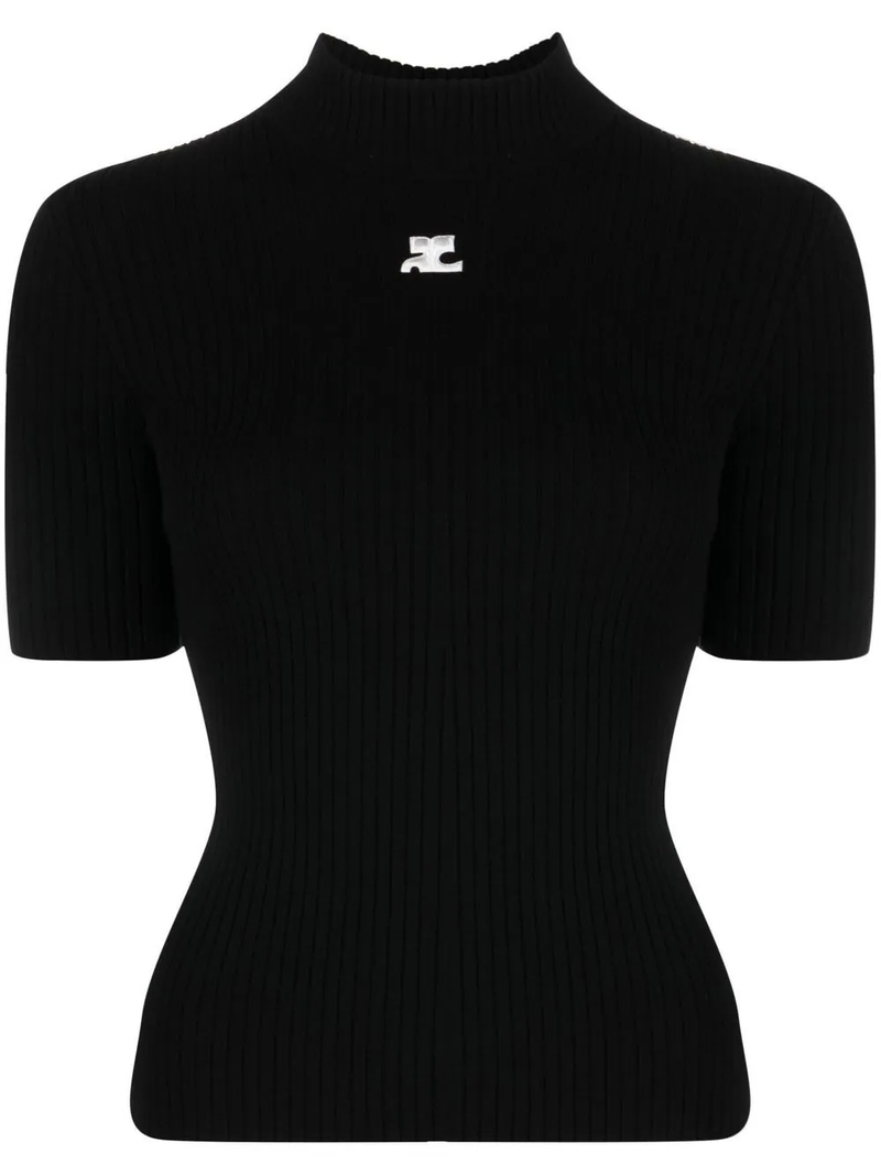 Courrèges cropped fine-knit cardigan - Black