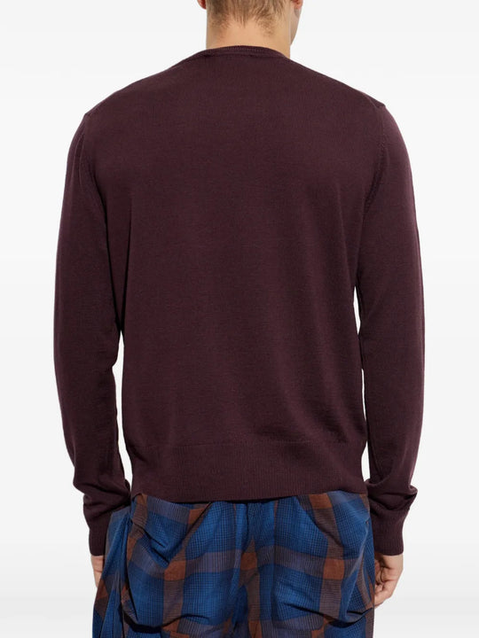 Burgundy hoodie, full body view