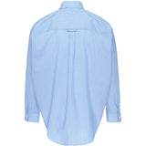 Blue shirt, back view