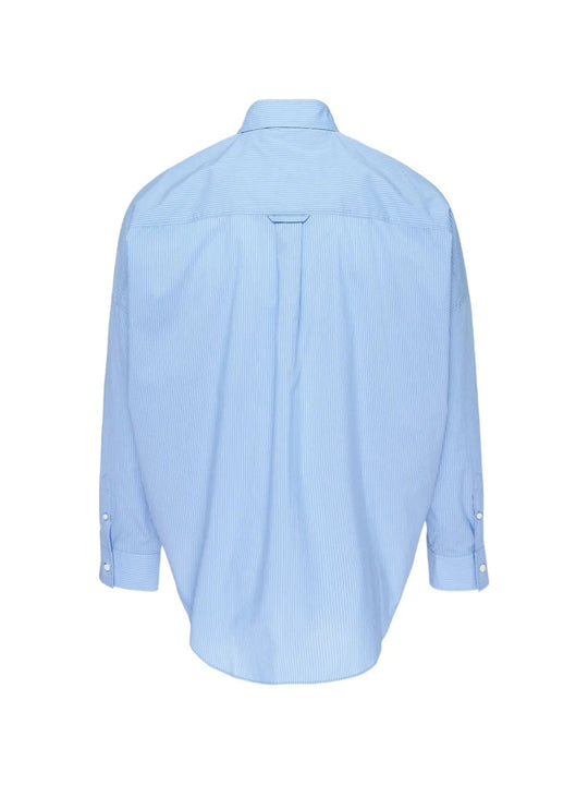 Blue shirt, back view