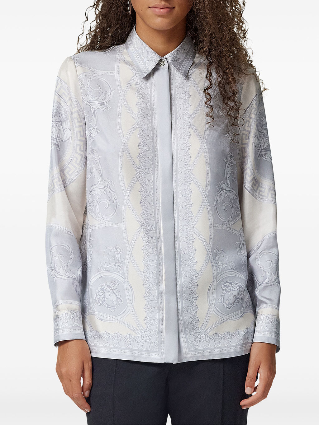 VERSACE - Women Coupe Des Dieux Barocco Foulard Silk Twill Formal Shirt