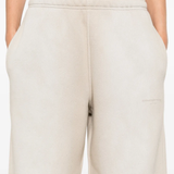 Close up of tan pants,showing texture of the cotton fabric