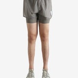 Grey shorts worn by a person, showing the shorts fit