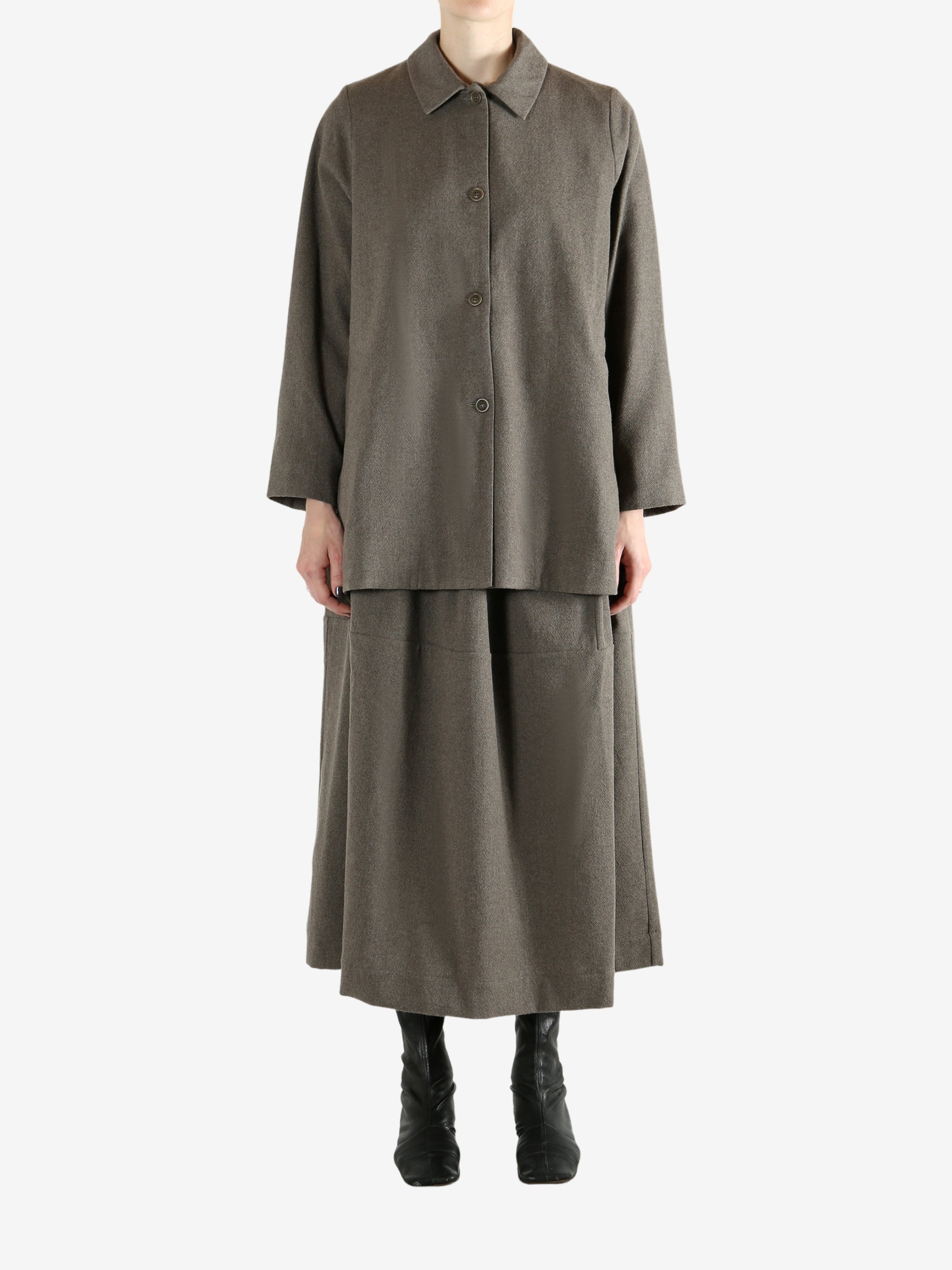 Grey coat, full body view